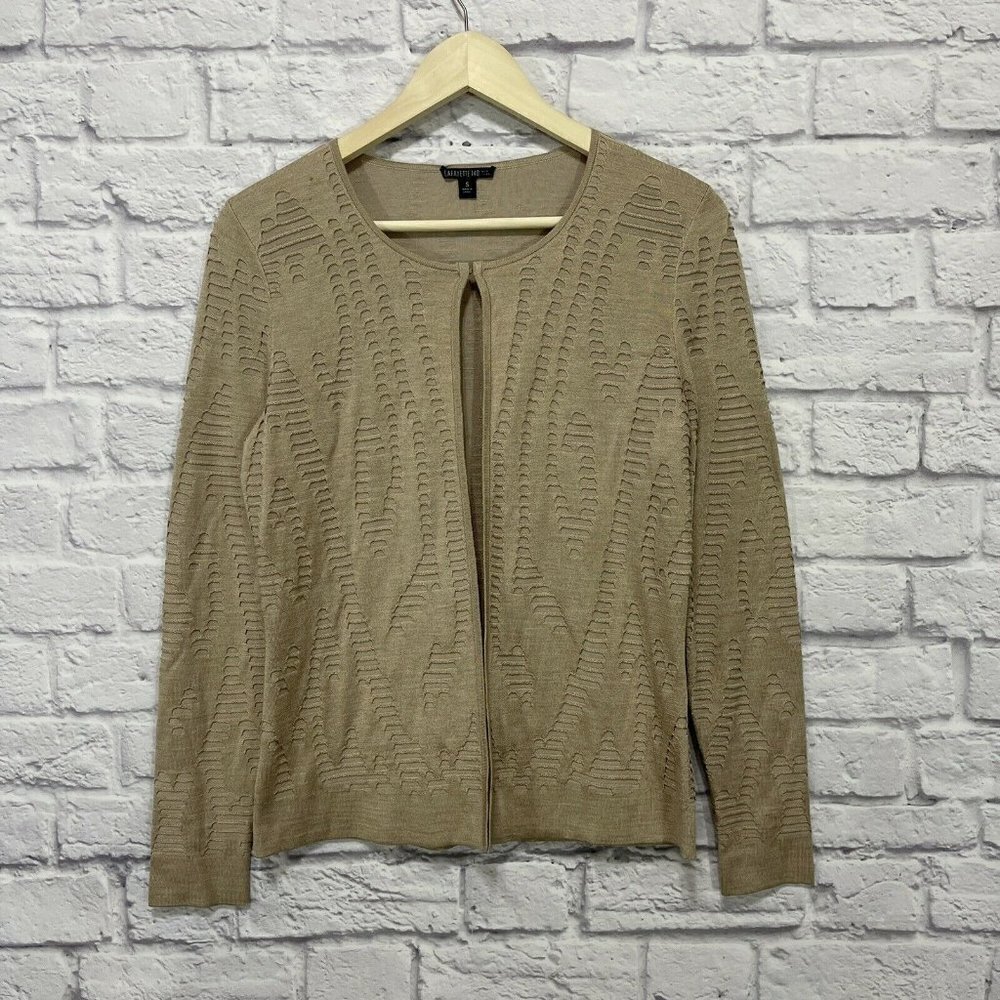 Lafayette 148 New York Small Sweater Silk Cotton Cardigan Brown Top